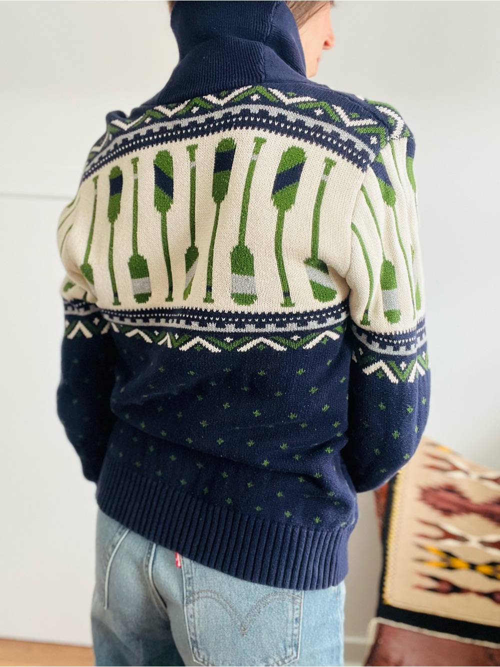 I’m with the crew, cardigan